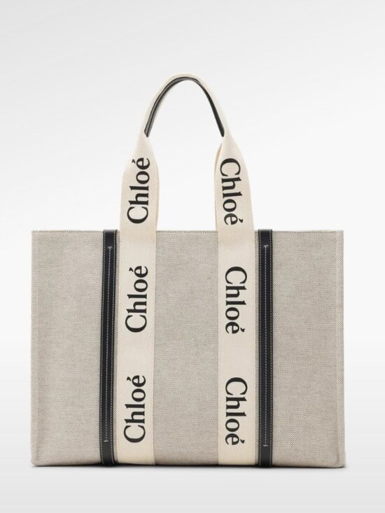 Chloe Handbags - Chloe Large Woody Tote Bag - Linen